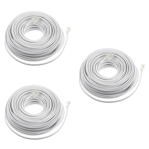 3 Pack Telefonkabelverlängerungskabel Telefonleitung Telefon-Extender - Zdjęcie 7 z 12