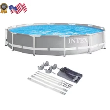 NEW 12 Ft. X 30 In. Metal Frame above Ground Swimming Pool with Pump and Canopy