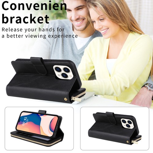 Zip Wallet Case Magnetic Flip Cover for iPhone 16 15 14 Pro Max 13 12 Mini X 8 7 - Picture 5 of 17