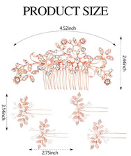 Wedding Bridal Hair Accessories 5Pcs Wedding Hair Pieces for Brides Rose Gold...