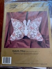 Candamar Designs 1990 BUTTERFLY PILLOW Counted Cross Stitch Kit  50564 18x14  