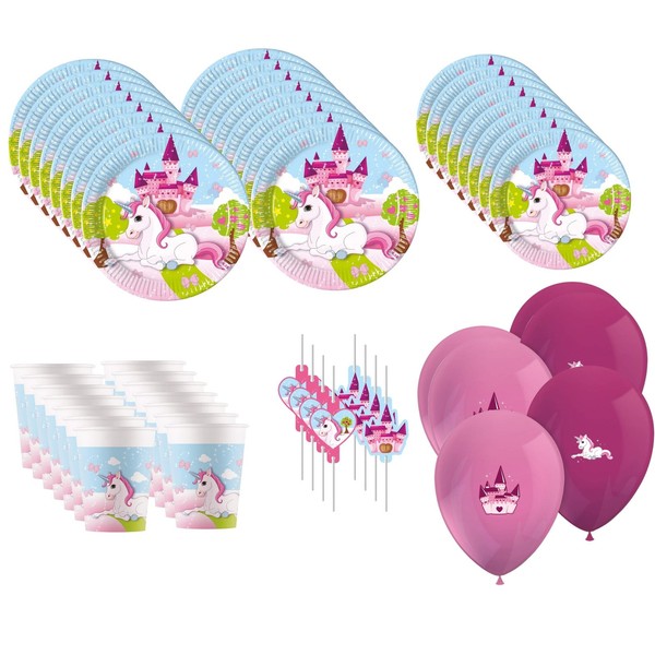 54-Tlg. Unicorn Einhorn Pferd Party Set FüR Kindergeburtstag-image