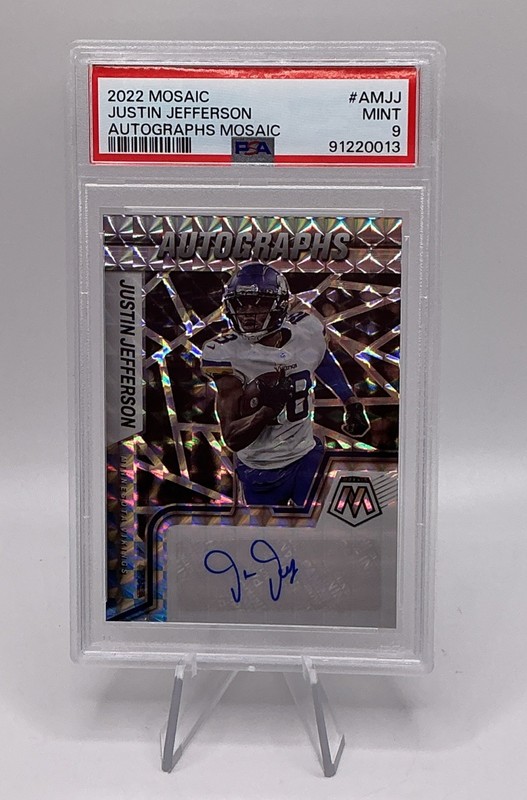 2022 Mosaic Justin Jefferson Minnesota Vikings Autograph Mosaic PSA 9 Mint