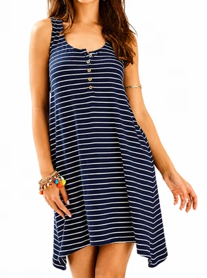 Lilly Pulitzer Dress Jennalyn Swing True Navy Palm Stripe - SIZE: Medium - Image 1 of 2
