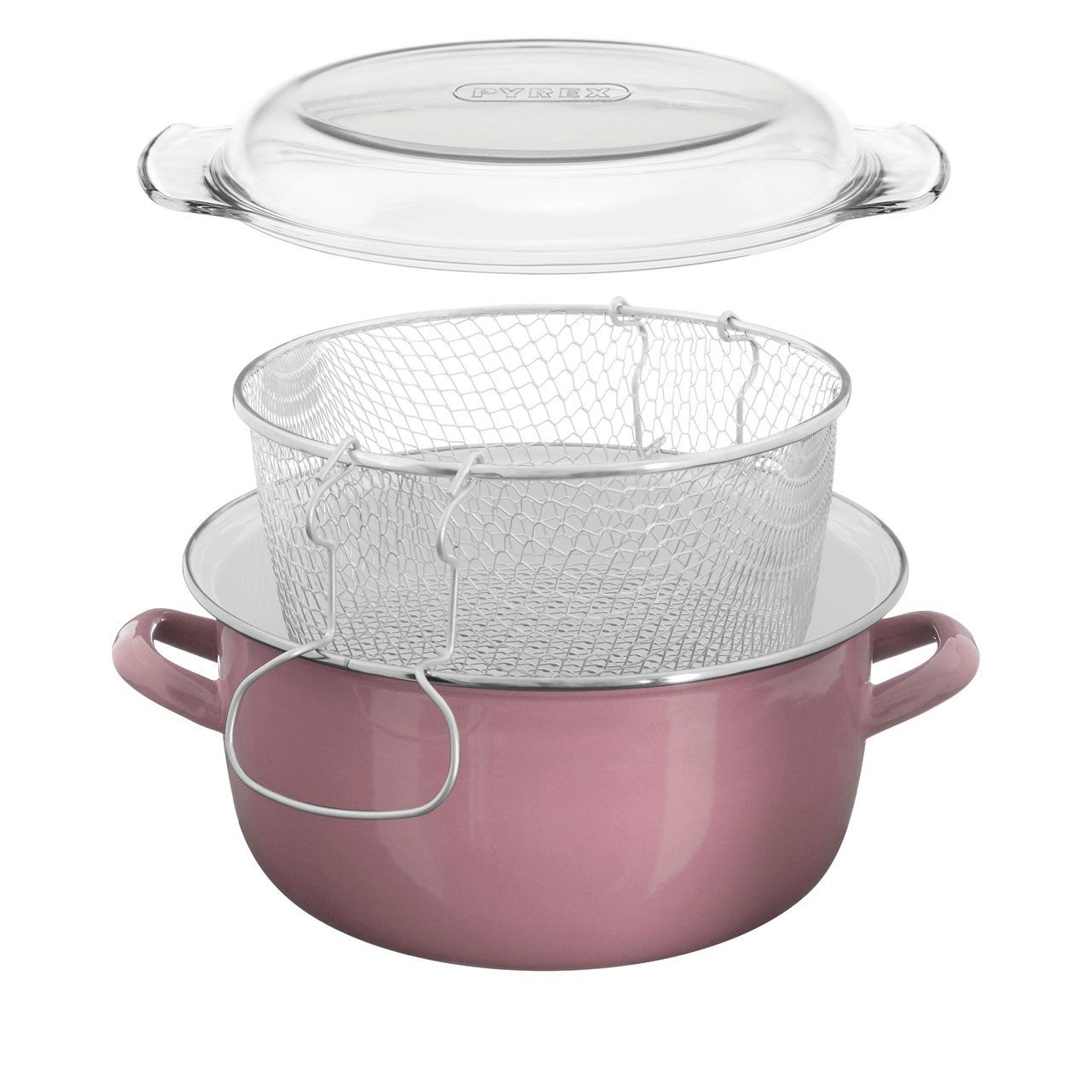 Orsina Unisex Pink Deep Fryer, Steel Home Fryer With Enamel Coating, Home Utensils, Coated Fish Fryer For Kitchen - Image 2