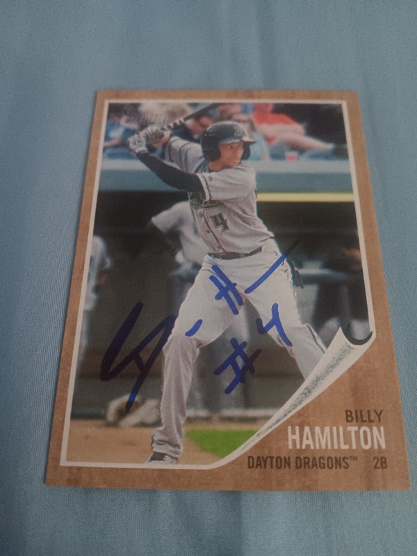 BILLY HAMILTON SIGNED HERITAGE MLB BASEBALL CARD CINCINNATI REDS OF AUTOGRAPH