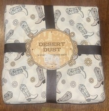 Desert Dust Twin Sheet Set Ivory Cowboy Cowgirl Boots Flowers Western Horses