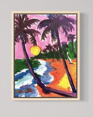 Pink Paradise 12x16 Canvas Abstract Colorful Tropical Original Wall Coastal Art