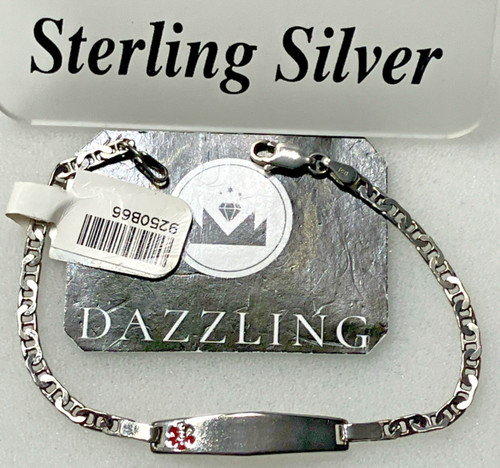925 Sterling Silver Italy Mariner Medic Alert ID Bracelet 4grams 7inches 3mm