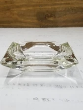 Mid Century Clear Glass Ashtray Vintage Square Retro Barware Collectible