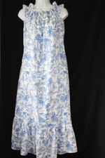 Tory Burch L Linen Animal Toile Print Ruffled Midi Dress