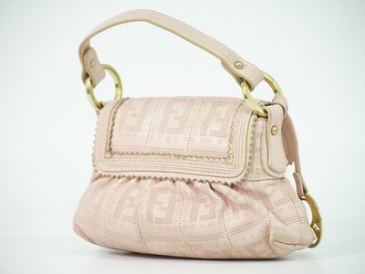 FENDI Zucca 8BR042 Leather Handbag Pink Gold | eBay