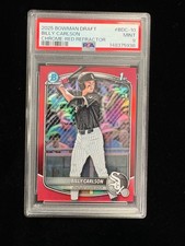 BILLY CARLSON 2025 1st BOWMAN CHROME DRAFT  1ST True  RED REFRACTOR /5 PSA 9