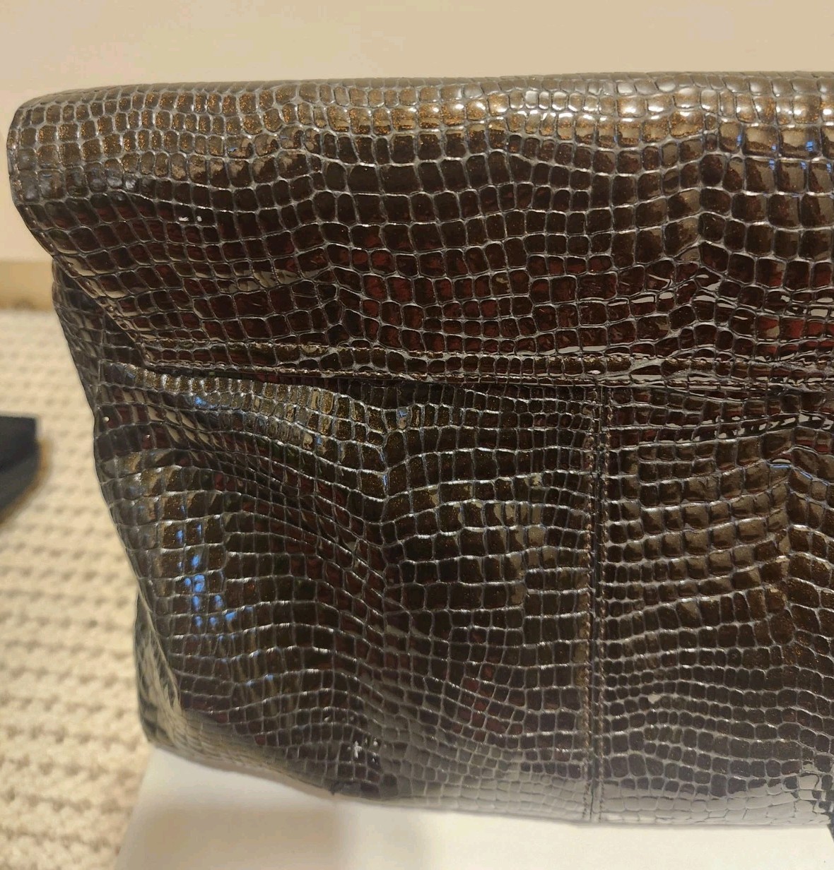 Vtg. Mint Carlos Falchi Dk.Brown Python Print Pat… - image 8