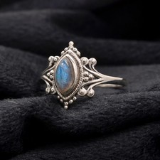 Unique Labradorite Ring, 925 Sterling Silver Ring, Handmade Oxidized Ring