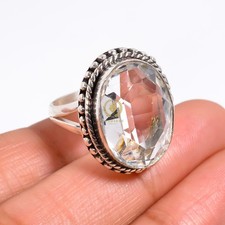 White Topaz Ring,925 Sterling Silver Handmade Gemstone Ring ''