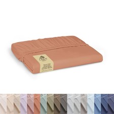 Linen Home 100 Cotton Percale Weave Fitted Sheet, King Size, King, Tera Clay