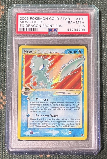 Mew Gold Star Holo Delta Species EX Dragon Frontiers 101/101 PSA 8.5