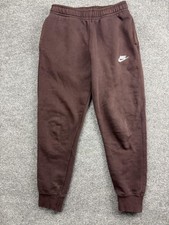 Nike Sweatpants Mens Small 30x28 Brown Fleece Joggers Elastic Pockets Swoosh