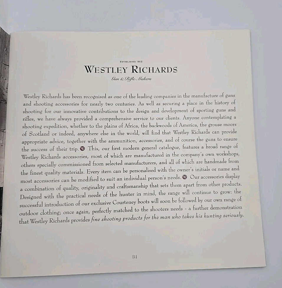 Westley Richards 1999 Hunting Collection Catalog Guns color photos ...