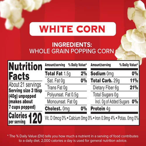 Orville Redenbacher's Gourmet Popcorn Kernels, White Corn, 30 oz. (Pack of 6) - Picture 6 of 6