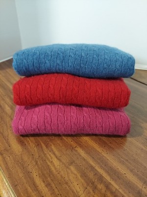 100% Cashmere Sweaters Lot of 3 Sz Med Kenar Crafters Cutters Bundle