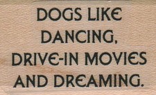 Dogs Like Dancing 1 x 1 1/2" Mounted Rubber Stamp, Dog Stamp, Dog Lover