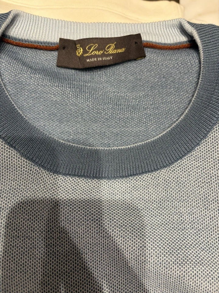 **Loro Piana Hombre Cuello Redondo Contraste Suéter Lana Cachemira Nuevo Talla 50 Como Nuevo Wow* Foto 4 de 4