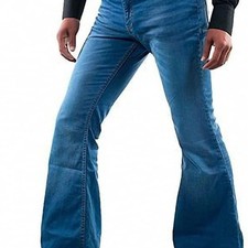Men's Relaxed Vintage 60s 70s Bell Bottom Stretch Fit Classic Comfort Flared