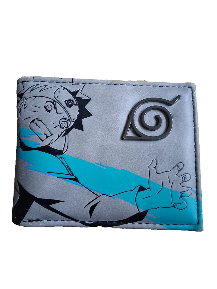 Naruto Metal Logo Bifold Wallet Shippuden Konohagakure Kakashi symbol Japanese - Image 2 of 4