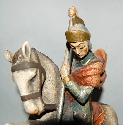 Farbige Holzfigur, Heiliger Georg, Schnitzerei, Figur, sakrale Kunst, 24cm - Picture 4 of 7