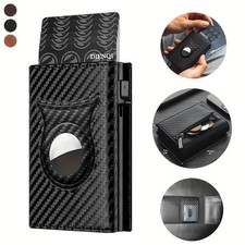 Men's Slim PopUp Bifold Carbon Fiber Wallet, RFID Blocking, Money Clip, Men Gift