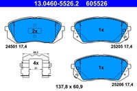 Vorderachse Ate 13.0460-5526.2 Bremsbelagsatz, Scheibenbremse FüR Hyundai,Kia