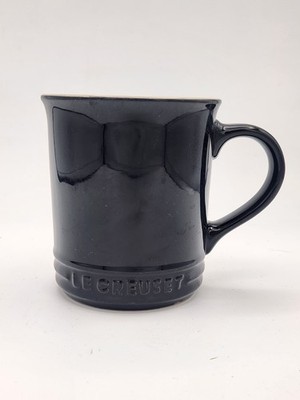 Le Creuset Stoneware Black 12 oz Coffee Mug Cup 4''