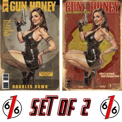   GUN HONEY DOUBLES DOWN #1 CEDRIC POULAT 616 COMICS Variant AB Set LTD 500