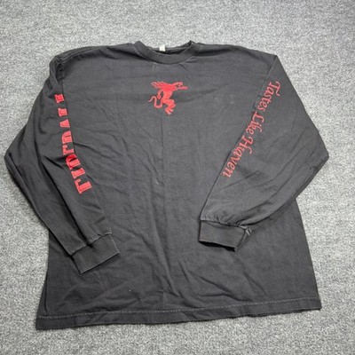 Alstyle Fireball Whiskey T Shirt Mens 2XL Black Graphic Long Sleeve Tee Alcohol