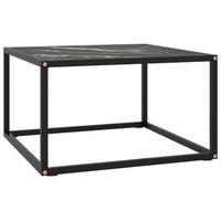 Couchtisch Schwarz Mit Schwarzem Glas In Marmor-Optik 60X60X35