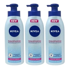 3 Pack - Nivea Breathable Nourishing Body Lotion, Tropical Breeze, 13.5oz