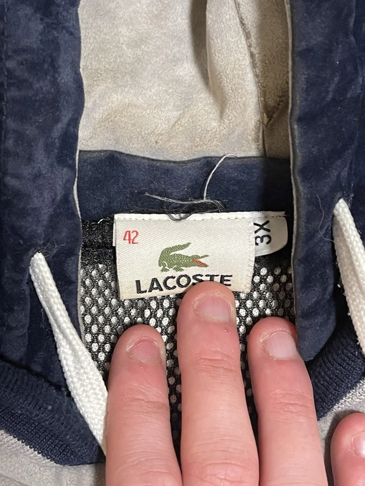 De colección Lacoste Gamuza Mujer’s/Azul/Gris/Blanco Talla 3XL 42 (hombre’s XL) Con Capucha Foto 3 de 4