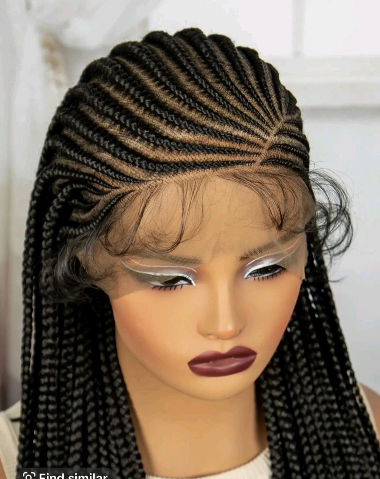 New Extra Long Box Braids Style X-LARGE Braided Wig 4x4 Part Black Womens Hair  - Image 4 of 4