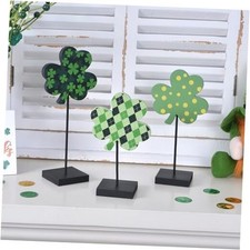 St Patricks Day Decorations Irish-Themed Shamrock Decor Set with Base, 3pcs