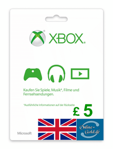 Xbox Live Card - 5 GBP Microsoft £5 Guthaben - ms Xbox 360 ...