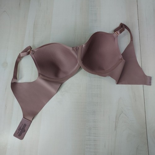 Soma 34 D Solid Mauve Vanishing 360 Perfect Coverage Lace Trim Underwire Bra - Picture 3 of 5