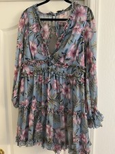 Blue Floral Dress Plus Size With Open Back