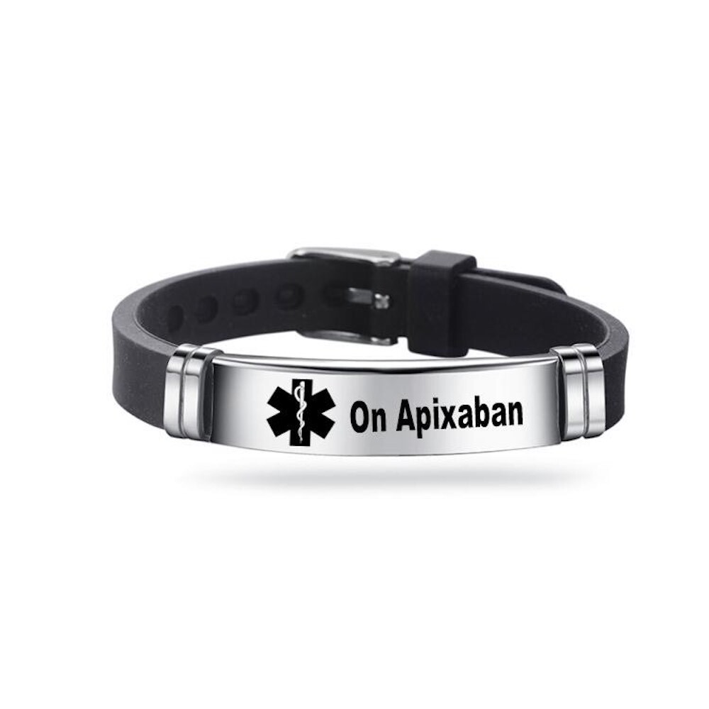 On Apixaban Medical Alert Adjustable Bracelet Stainless Steel Blood