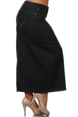 Long Stretch Denim Skirt Navy Blue Denim Skirt17 Women Modest Jean Skirt S 20 2X for Sale Long Stretch Denim Skirt Navy Blue Denim Skirt17 Women Modest Jean Skirt S 20 2X for Sale