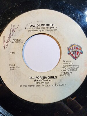 DAVID LEE ROTH ''California Girls'' 2 Mixes PROMO  1985  VG F284
