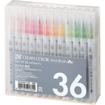 Kuretake ZIG Clean Color Real Brush Fude Pen Set 36 Colours