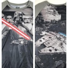 New STAR WARS Darth Vader T Shirt Mens Double Sided Millennium Falcon Death L XL