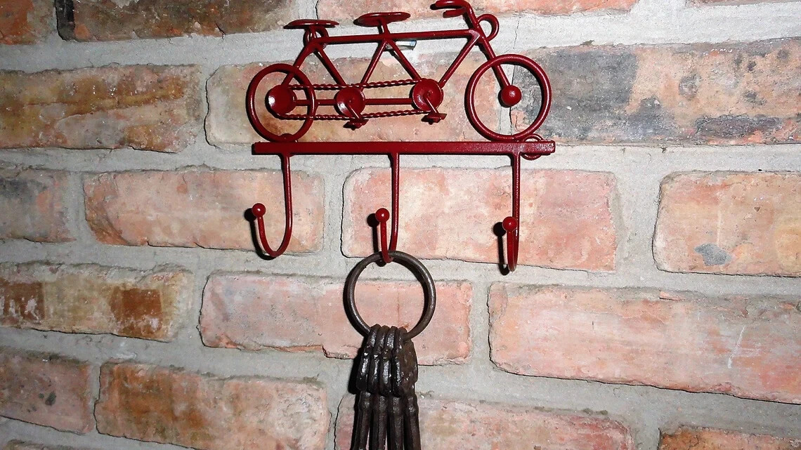 Tandem Bicycle, Metal Wall decor, Jewelry Hanger, Key Hanger, Decorative Hooks,